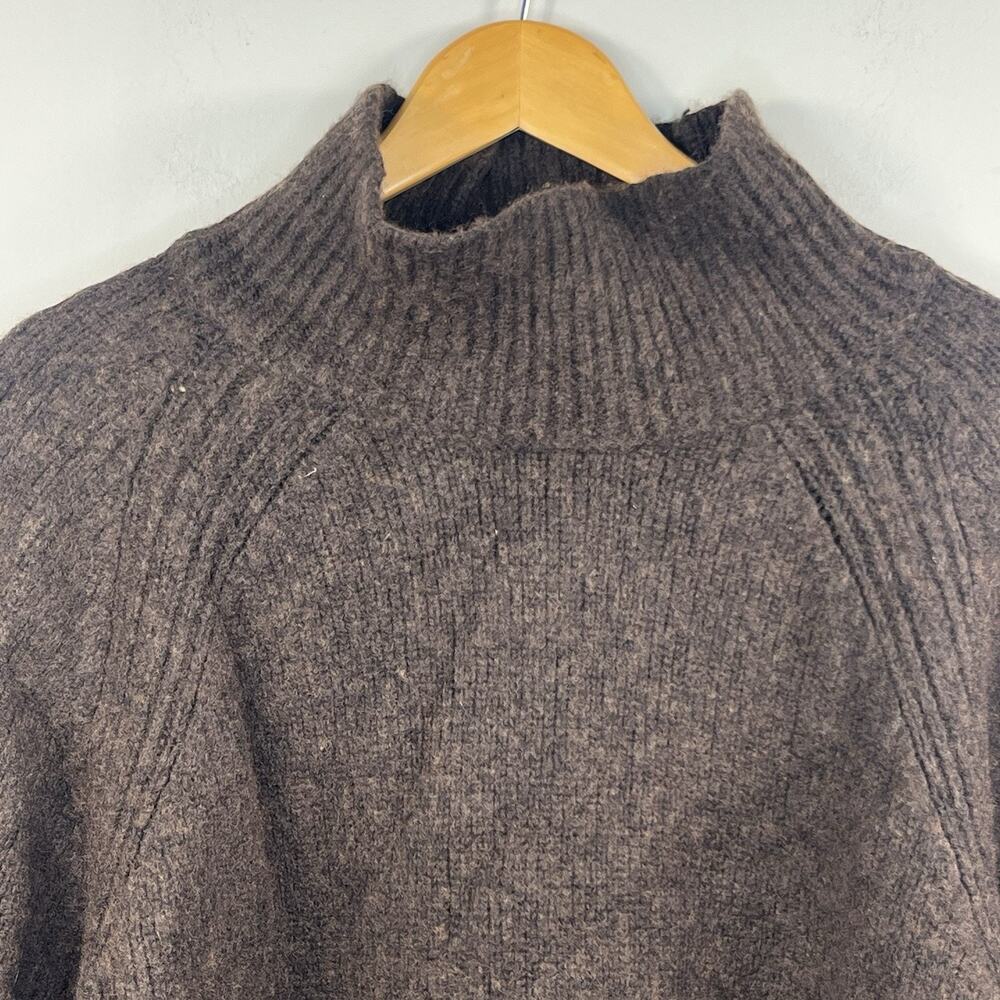 Banana Republic Women's Dark Brown Mock Neck Wool Sweater Sz XXL Kimono Sleeves - Picture 2 of 9